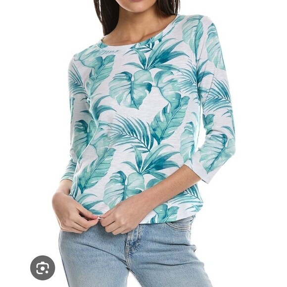 Tommy Bahama Tops - Tommy Bahama IslandZone Leaf Print Top White Green Size S/P